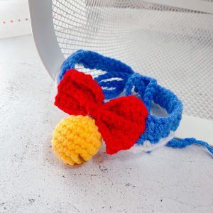 สร้อยโชคเกอร์แมวกระดิ่งไร้เสียงปรับขนาดได้ปลอกคอถักทำด้วยมือสำหรับสุนัขตัวเล็กปลอกคอสัตว์เลี้ยงแบบสั้นและสวยสไตล์อังกฤษ