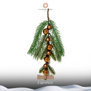 กิ่งสนตกแต่งคริสต์มาส พร้อมลูกบอลแก้ว Espresso | Christmas Branch with Espresso Glass Baubles