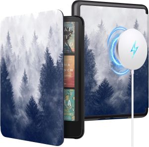 MoKo Case for 7" Kindle Paperwhite Signature Edition(12th Gen-2024) and Kindle Colorsoft-Compatible with iphone Magsafe for Samsung/Anker Wireless Charging PadsAuto Sleep Wake