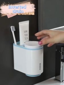 ECOCO ที่แขวนแปรงสีฟัน แบบติดผนัง บีบยาสีฟัน ชั้นวางห้องน้ำ ที่ช่วยเหลือความสวยงาม