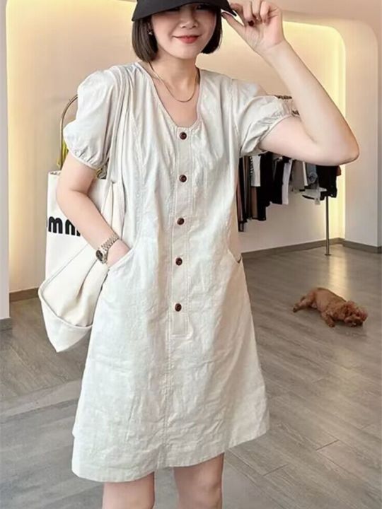 dress for petite ladies philippines SHIMO | Relaxed Cotton Linen A-line Women petite body shape how to dress