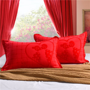 Wedding Pillowcases Cotton Pair Festive Red Dragon And Phoenix New Bride Accompaniment Pillow Core Pillowcases Soft Comfortable