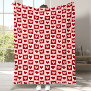 VIKAMA Valentines Day Love Carpet Red and White Love Napping Carpet Shawl Home Sofa Blanket Soft and Skin friendly
