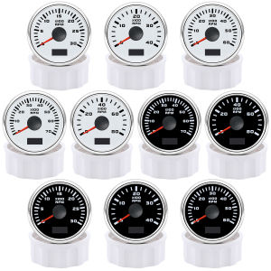 เครื่องวัดความเร็วรอบ2 "52มม. เครื่องวัดความเร็วรอบไฟแบคไลท์สีแดง12V 24V พร้อมมาตรวัดชั่วโมงสำหรับเครื่องวัดความเร็วรอบรถเรือทางทะเล30/40/60/70/80