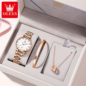 OLEVS watch for women buy 1 get 2 waterproof original 2024 new korean style simple diamond dial calendar display stainless steel elegant ladies watch