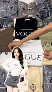 Áo Thun Ôm Body Nữ Tay Dài Vạt Bầu Cách Điệu [Mã B21]35~55kg Croptop Tôn Dáng Cotton Mềm Mịn [Vogue]