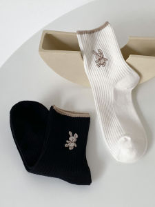 Womens Cotton Socks Black Mid-Calf Pure Cotton Breathable Comfortable Spring Summer Autumn Winter Cartoon Anime Style Socks