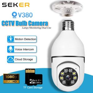 1080p Light Bulb Wireless Security Camera 355° Panoramic Dome Cam Live View AI Human Detection 2-Way Audio  Cloud Storage Spotlights Indoor/Outdoor Surveillance