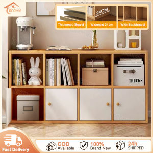 Bookshelf Cabinet Organizer Shelf Storage 80/120cm Multi Storage Space Wooden Rack Display Shelf With Door