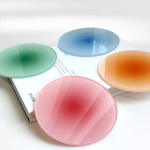 4pcs Colorful Gradient Acrylic coaster set Thickened High Temperature Resistant and Insulated Translucent Sunset Coasters