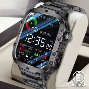 2026 Rugged Military Smart Watch Mens Outdoor Watch LED Flashlight 2.01 HD Touch Screen Voice Bluetooth Call Smartwatch Gifts