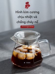 Qianye กาแฟเพชรรูปแชร์หม้อแก้ว Borosilicate สูงทนความร้อน Cloud เหยือก Fair ถ้วยกาแฟ Brewing อุปกรณ์