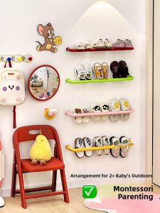 Baby Shoe Rack Wall Mounted Door Back Childrens Shoe Storage Holder Slipper Rack No Drilling Required Shoe Organizer