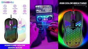 SKYSHIU M1 RGB Hollow Mouse Wired Gaming Mouse Lightweight Compatible with PC/Computer/Laptop