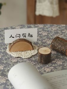 Retro Style Wooden Log Photo Clip Desktop Decoration Ambiance Home Decor Business Supplies Storage And Display Accessories