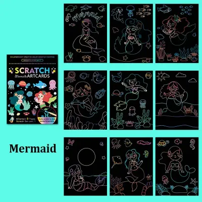 Rainbow Color Scratch Painting Paper Cartoon Magic Drawing Board Education Art Supplies School Painting Teaching Tools TMZ