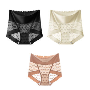 Antibacterial Silk Lace High Waist Womens Underwear Soft Invisible Abdomen Tightening Pants Luxury Style Nylon Triangle Panties