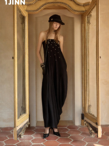 1JINN STUDIO | Vintage Stereoscopic Stud Peplum Sleeveless Womens Dress