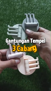 (BISA COD) Gantungan Kamar Mandi Tempel 3 Cabang Hanger Hook Dinding Serbaguna - Gantungan Mini dengan 3 Anak Gantungan