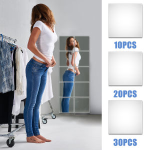 10/20/30Pcs Mirror Sheets Self Adhesive Non Glass Mirror Flexible Mirror Sheets DIY Tiles Mirror Stickers Wall Decor Mirror