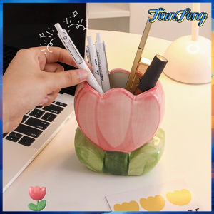 Ceramic flower pen holder storage box decorative piece