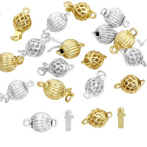 1set/bag 14K Gold Copper Circular Hollow Pearl Clasp Buckle For DIY Handmade Bracelet Necklace Accessories