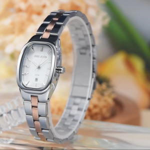 jam tangan wanita elegan mewah jonas jasmin 2290 oval case with date fashion watches