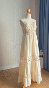 ชุดเดรสสายเดี่ยวถักโครเชต์ เดรสยาว เดรสแฟชั่นตัวยาว