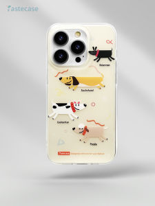 Tastecase Original Cute Double Layer Dog Illustration Mobile Phone Case for 15ProMax 14Pro Creative 13 Cartoon Pet Protection Cover