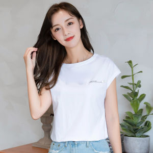 Summer 2025 Womens Loose Fit Short Sleeve Pure Cotton T-Shirt Fashionable Korean Style Versatile Top Creative Pattern round Neck