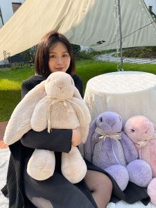 Yue AI Fur Real Fur Shiny Eyes Rex Rabbit Fur Rabbit Doll Cute Large Long Eared Rabbit Christmas Birthday Gift