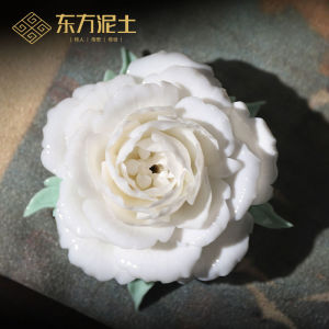 Ceramic Tiger Head Jasmine Flower Decoration Underglaze Handmade Pinch Flower New Chinese Office Tea Room Study Desktop Decoration