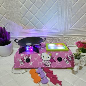 MAINAN ANAK MASAK MASAKAN KOMPOR BAKARAN KEKINIAN NYALA LAMPU LED DI CAS