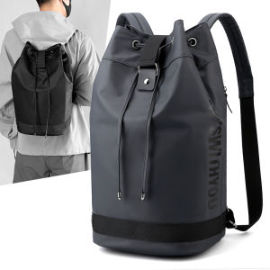 Mens Casual Fitness Backpack Drawstring Cord Shoulder Bag High School Students Bookbag Training Sports Football Basketball Bag