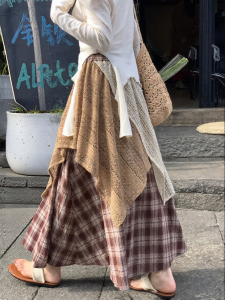 imimtuan | Bohemian Pattern Faux Layered Skirt A Line Retro Forest
