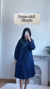 [Basica Moda] 1874 Gaun Dress Kemeja Midi Wanita Vintage Sevilla Katun Import