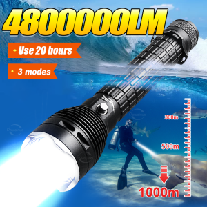 4800000LM Most Powerful LED Diving Flashlight Professional Dive Torch Rechargeable Diving Lamp Fishing Underwater Lantern