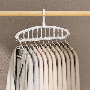 Magic Nine-Hole Clothes Drying Rack Foldable Student Dormitory Multi-Function Wall-Mounted Storage Utility Plastic Hanger