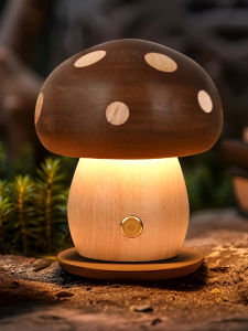 Đèn Bàn LED Hình Nấm Gỗ Phong Cách Scandinavia Để Trang Trí Phòng Ngủ Đèn Đêm Không Dây USB Đèn Trang Trí Phòng Làm Việc