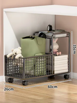 Portable Moving Bookbag Rack with Wheels Home Furniture Desk under Storage Box Support Bracket Multifunctional Workstation Bookcase