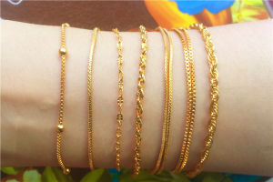 Korean Style Womens Bracelet Fake Gold Plated Brass Long Lasting Color Alloy Fashion Jewelry Cross Crown Roman Numeral Patterns
