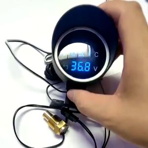 Emika Choice 2 in 1 Round LCD Digital Car Truck Moto Water Temp Gauge Cars Temperature Meter Sensor