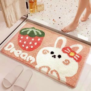 VIKAMA Cartoon Rabbit Bathroom Absorbent Rug Soft And Skin Friendly Home Decor Foot Mat For Bedrooms And Childrens Rooms