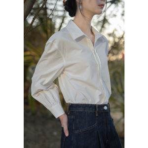 French Style Long Sleeve Pure Cotton Shirt Womens Formal Commute Top Autumn Winter New Arrival Straight Cut Korean Version