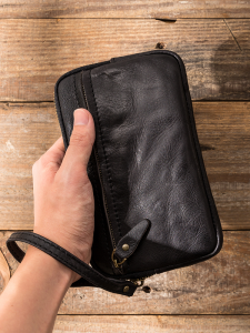 Ví Da Thật Dài Thủ Công Cổ Điển Cho Nam Ví Da Bò Có Khóa Kéo Ví Da Cầm Tay Thời Trang Cho Nữ Ví Đựng Tiền Xu Ví Đựng Thẻ