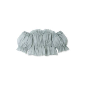 Sweet Style Thin Shoulder Bared Bubble Sleeve One Shoulder Waist Cinching Top for Young Women Spring Summer New Arrival