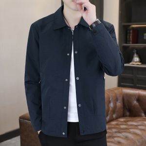 HENGYUANXIANG | Hengyuanxiang Mens Casual Lightweight Shirt Jacket Turn-down Collar Workwear Style Polyester Fiber Long Sleeve Autumn Wear