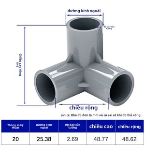 Phụ Kiện Ống PVC 3D Three Way Four Way Right Angle Connector Grey Water Pipe DIY Phụ Kiện 6 Part 4 Part 20mm 25mm 32