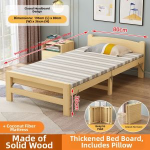 Foldable Solid Wood Bed 1.2m