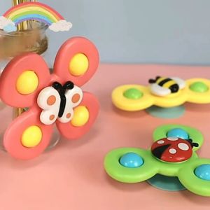 SUNNYBUNNY Baby Kids Spinning Toys Suction Spinner Bath Toys Baby Teether Mainan Baby 婴儿旋转玩具